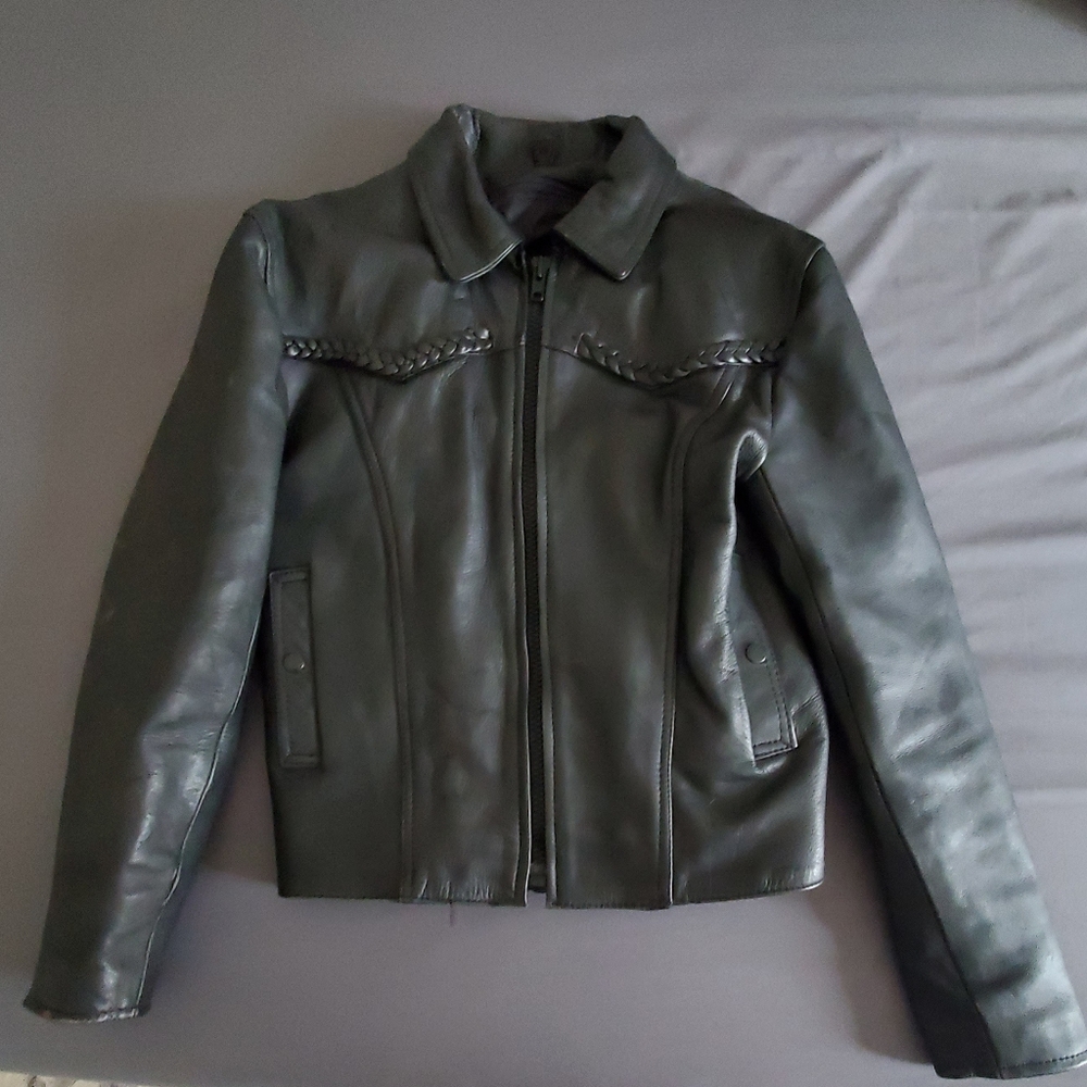 Vintage Route 66 Leather Biker Jacket